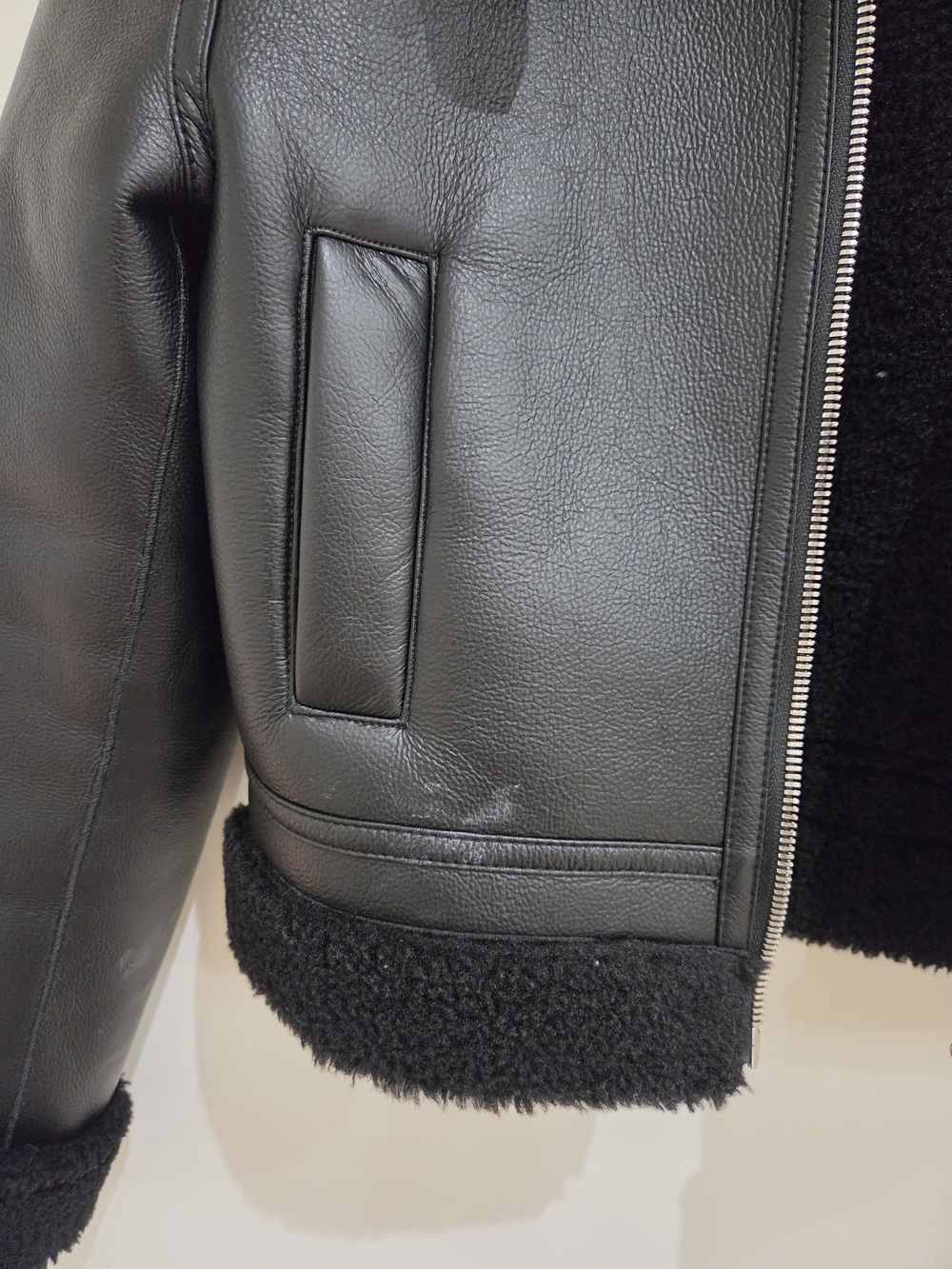 Mango Black Faux Shearling Leather aviator Jacket - Picture 3 of 6